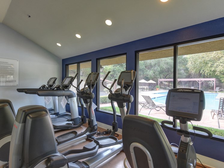 Fitness Center with Ellipticals, Exercise Bikes and Large Window